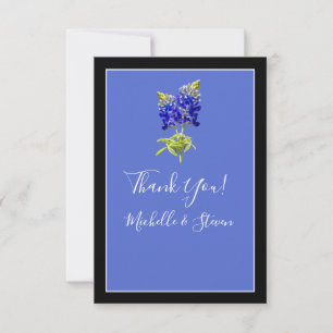 Carte De Remerciements Bluebonnets du Texas sur le bleu, mariage du print