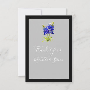 Carte De Remerciements Bluebonnets du Texas sur le gris clair, mariage du