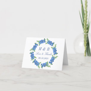 Carte De Remerciements Bluebonnets Texas Blue Floral vintage aquarelle