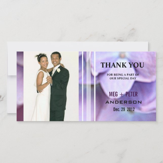 Carte De Remerciements ©Bluish Purple Hydrangea Mariage Photo (Devant)