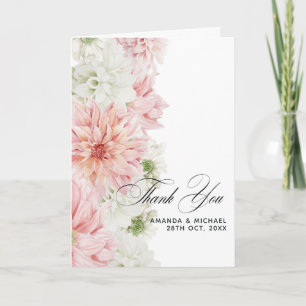 Carte De Remerciements Blush Dahlias Floral Mariage