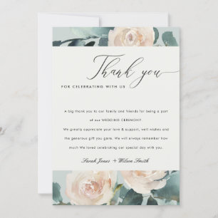 Carte De Remerciements Blush Eucalyptus Rose Kraft Grey Mariage