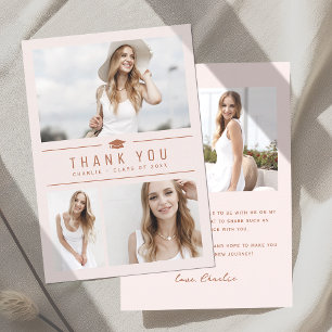 Carte De Remerciements Blush Modern Typographie Simple 4 Diplôme Photo