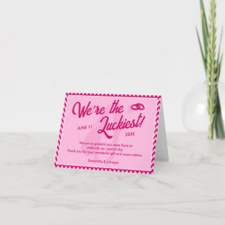 Carte De Remerciements Blush Pink Chevron Stripe Wedding