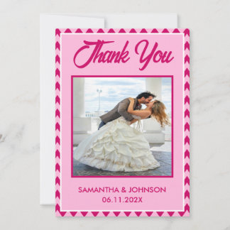 Carte De Remerciements Blush Pink Chevron Stripe Wedding Photo