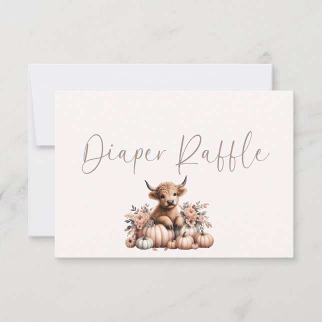 Carte De Remerciements Blush rose Citrouille Highland Cow Diaper tombole (Devant)