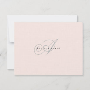 Carte De Remerciements Blush rose et gris plat monogrammé