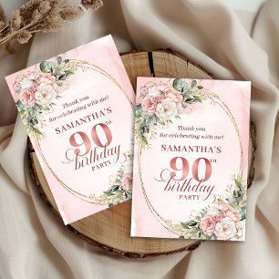 Carte De Remerciements Blush Rose Gold Sans Temps Remerciement 90e