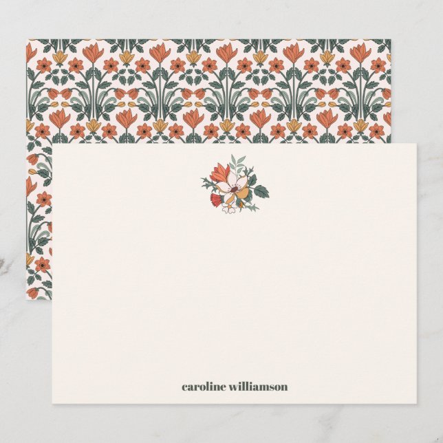 Carte De Remerciements Bohème rétro Floral Nouveau Fête des mariées perso (Devant / Derrière)