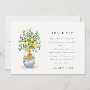 Carte De Remerciements Boho Aquarelle Citron jaune Fête des mariées