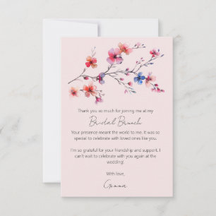 Carte De Remerciements Boho Aquarelle Fleur Sauvage Brunch de Mariage Ros