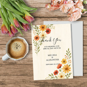 Carte De Remerciements Boho aquarelle fleurs mariage botanique