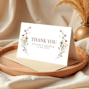 Carte De Remerciements Boho Aquarelle Fleurs Sauvages Mariage Plié