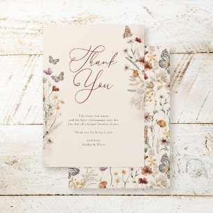 Carte De Remerciements Boho Aquarelle Floral Fleur sauvage Baby shower
