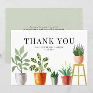 Carte De Remerciements Boho Aquarelle Poted Houplant Fête des mariées