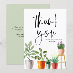 Carte De Remerciements Boho Aquarelle Poted Houseplants Graduation
