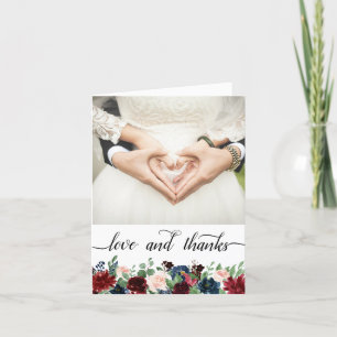 Carte De Remerciements Boho Bloom   Bourgogne et marine 2 Photo Love and