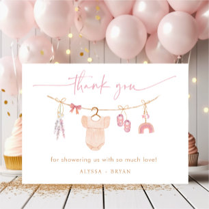 Carte De Remerciements Boho Blush rose Vêtements de bébé Baby shower fill