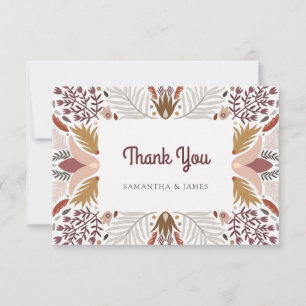 Carte De Remerciements Boho Botanique moderne Floral Mariage frontière