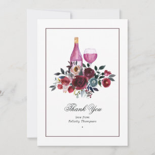 Carte De Remerciements Boho Bourgogne et Fête des mariées de dégustation 