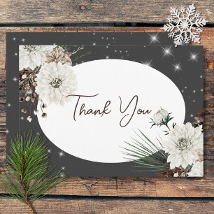 Carte De Remerciements Boho Charcoal Pine Winter Sparkle Mariage