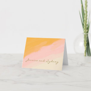 Carte De Remerciements Boho Chic Aquarelle rose et jaune Mariage