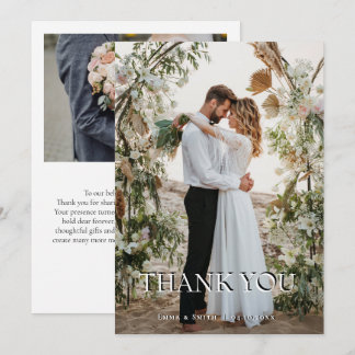 Carte De Remerciements Boho Chic Beach Wedding Thank You Card with Floral