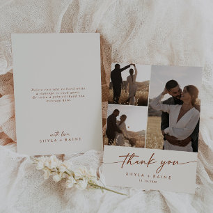 Carte De Remerciements Boho Chic Bohemian Cream Mariage Photo Collage