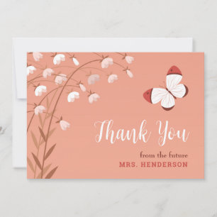 Carte De Remerciements Boho Chic Butterfly Floral Élégante Fête des marié