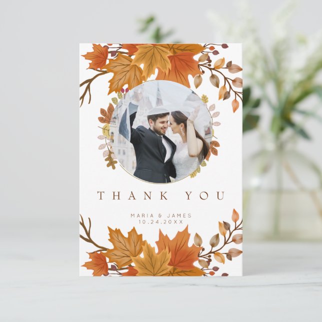 Carte De Remerciements Boho Chic Mariage de automne (Debout devant)