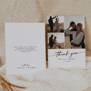Carte De Remerciements Boho Chic noir et blanc Mariage photo Collage
