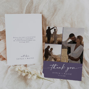 Carte De Remerciements Boho Chic Plum Purple Mariage Photo Collage