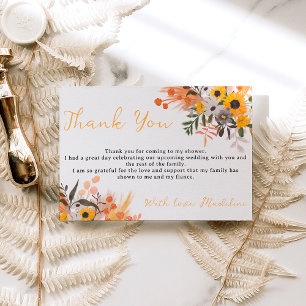 Carte De Remerciements Boho chic rustique tournesol mariée