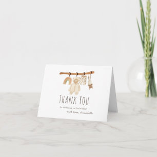 Carte De Remerciements Boho Clothesline Baby shower non sexiste