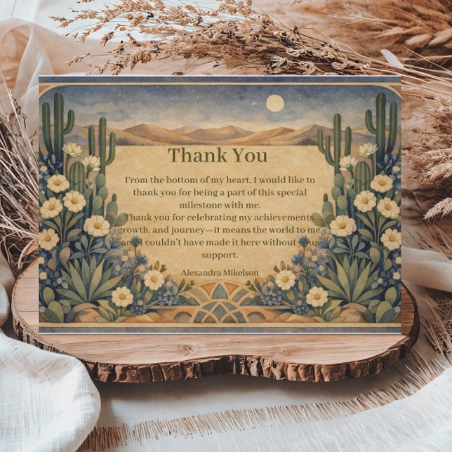 Carte De Remerciements Boho Desert Cactus Birthday (Créateur téléchargé)