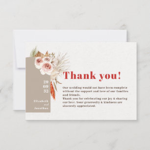 Carte De Remerciements Boho désert fleurs séchées arche de terre tons