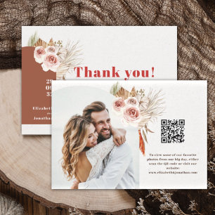 Carte De Remerciements Boho désert fleurs séchées terre tonalités arc mer