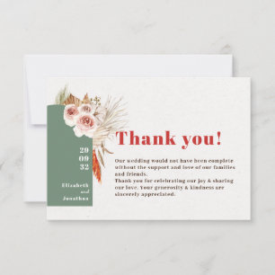 Carte De Remerciements Boho désert fleurs séchées tons terre
