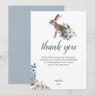 Carte De Remerciements Boho Dusty Baby shower aux fleurs beiges