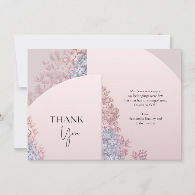 Carte De Remerciements Boho Dusty rose pâle hyacinthes bleu arche cadre  (Devant)