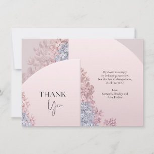 Carte De Remerciements Boho Dusty rose pâle hyacinthes bleu arche cadre 
