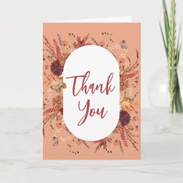 Carte De Remerciements Boho Fall Rust Burgundy Mauve rose photo (Devant)