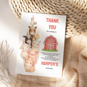 Carte De Remerciements Boho Ferme Animaux 1er Anniversaire Basse-cour R