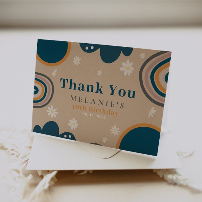 Carte De Remerciements Boho Fleur Orange Beige Anniversaire (Créateur téléchargé)
