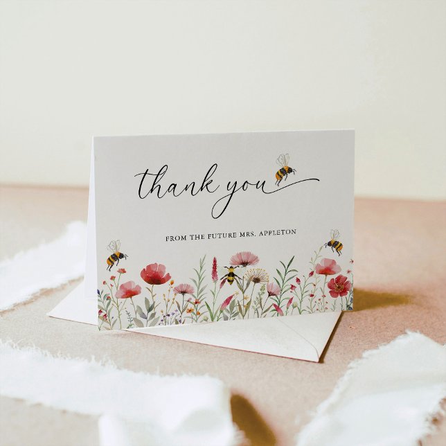 Carte De Remerciements Boho Fleur Sauvage Fête de Fiançailles en l'Honneu (Créateur téléchargé)