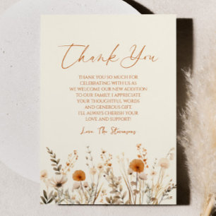 Carte De Remerciements Boho Fleur sauvage Fleurs sauvages Baby shower flo