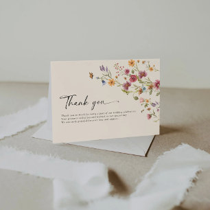 Carte De Remerciements Boho Fleur sauvage Mariage Flat Remerciements Cart
