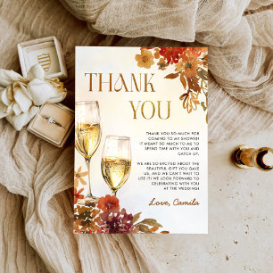 Carte De Remerciements Boho Floral Brunch et Bubbly Fête des mariées