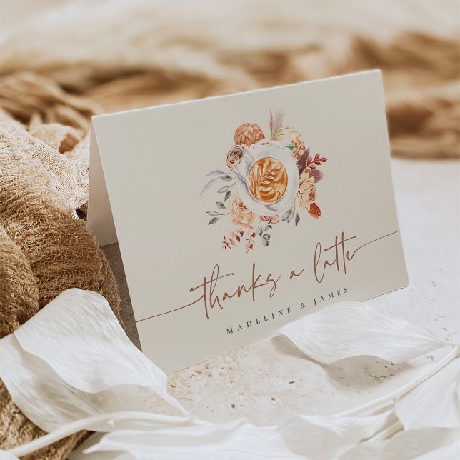 Carte De Remerciements Boho Floral Café "Merci beaucoup" (Créateur téléchargé)
