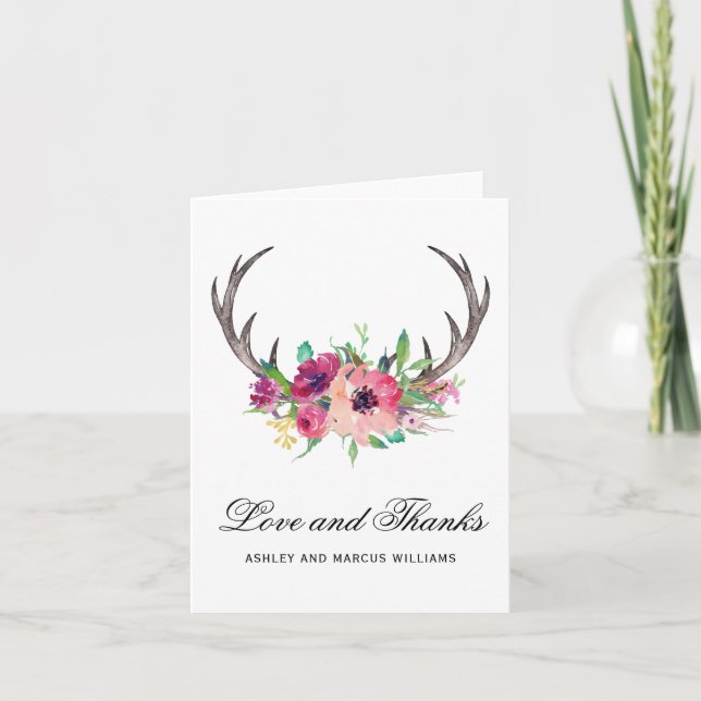 Carte De Remerciements Boho Floral de Boho (Devant)